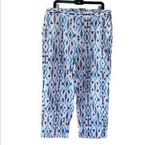 Chico’s pants Caribbean Ikat rayon Wide Leg Size 2‎ NEW pockets large blue bliss